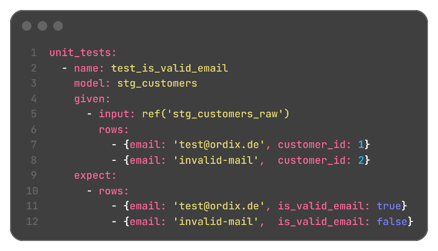 Screenshot der Datei: stg_customers_unit_tests.yml